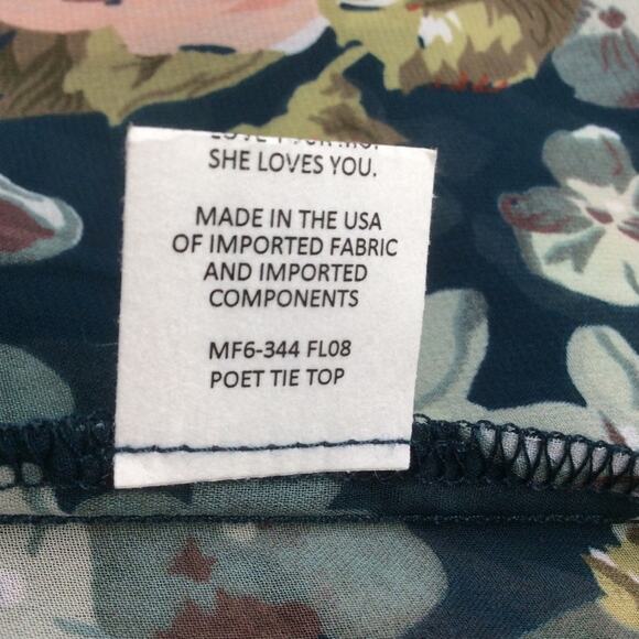 Show Me Your Mumu Poet Top Women's Sz XS Lace Up Boho Peplum Floral Semi Sheer - Picture 11 of 14